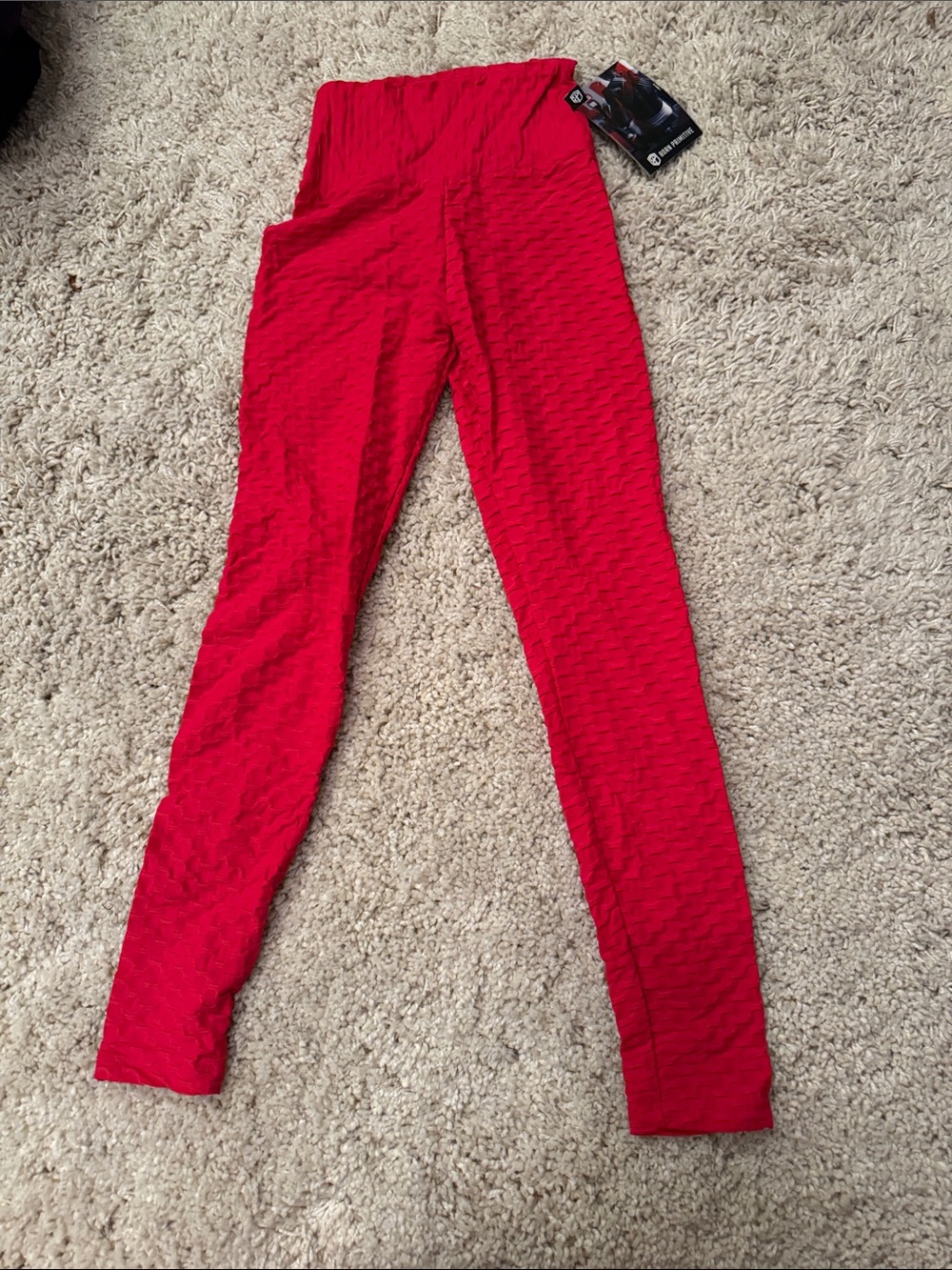 Born Primitive Red Textured Leggings - High Waist